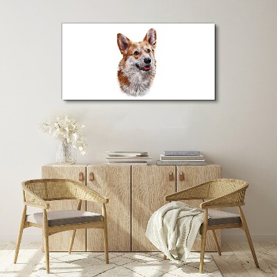 Bild auf leinwand Porträt eines fröhlichen Corgi-Hundes