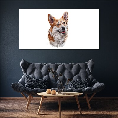 Bild auf leinwand Porträt eines fröhlichen Corgi-Hundes