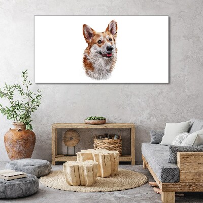 Bild auf leinwand Porträt eines fröhlichen Corgi-Hundes