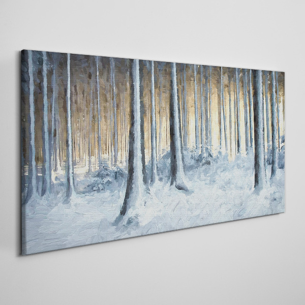 Wandbild Winterwald am Morgen
