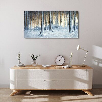 Wandbild Winterwald am Morgen
