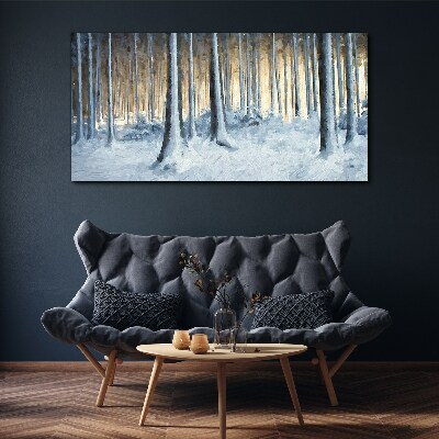 Wandbild Winterwald am Morgen