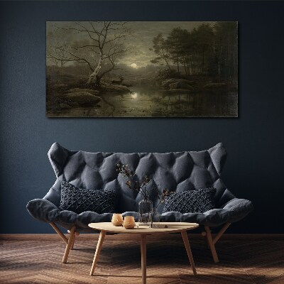 Foto auf leinwand Nachtlandschaft mit einem Hirsch