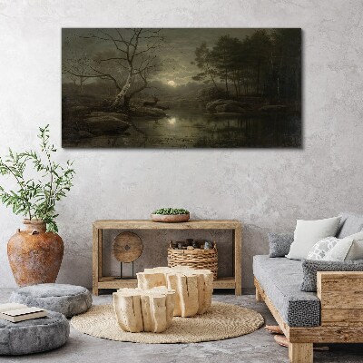Foto auf leinwand Nachtlandschaft mit einem Hirsch