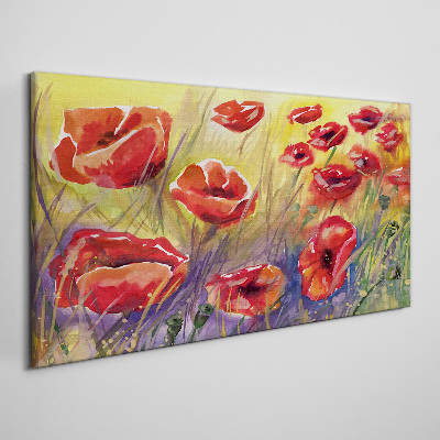 Foto auf leinwand Rote Mohnblumen gegen die Sonne