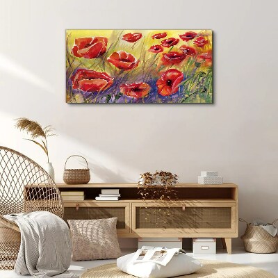 Foto auf leinwand Rote Mohnblumen gegen die Sonne