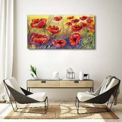 Foto auf leinwand Rote Mohnblumen gegen die Sonne