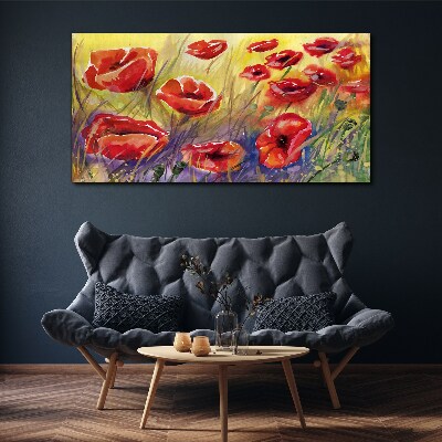 Foto auf leinwand Rote Mohnblumen gegen die Sonne