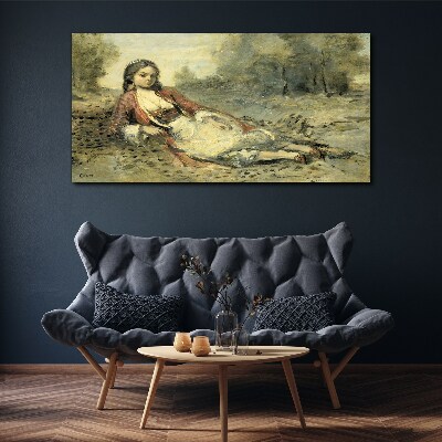 Foto auf leinwand Porträt eines liegenden Mädchens