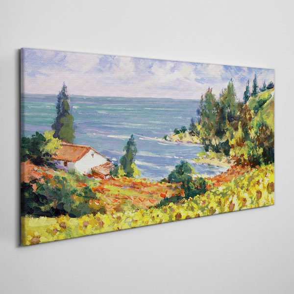 Wandbild Küstenlandschaft mit einem Haus