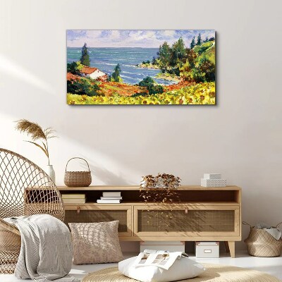 Wandbild Küstenlandschaft mit einem Haus