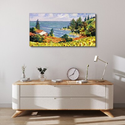 Wandbild Küstenlandschaft mit einem Haus