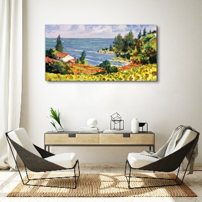 Wandbild Küstenlandschaft mit einem Haus