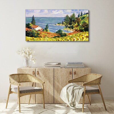 Wandbild Küstenlandschaft mit einem Haus