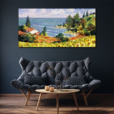 Wandbild Küstenlandschaft mit einem Haus