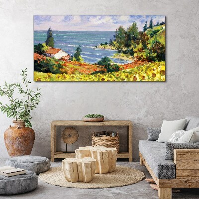 Wandbild Küstenlandschaft mit einem Haus