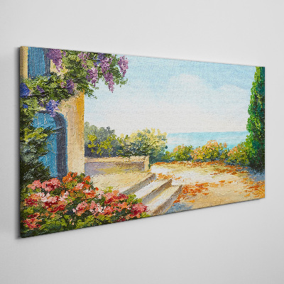 Foto auf leinwand Küstenlandschaft mit Blumen