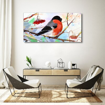 Foto auf leinwand Ein glücklicher Vogel auf einem Ast