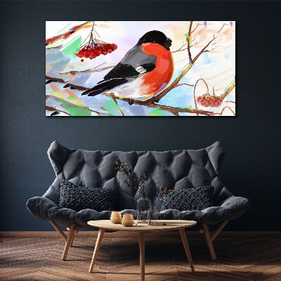 Foto auf leinwand Ein glücklicher Vogel auf einem Ast