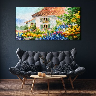 Foto auf leinwand Dorf Blumen Haus Natur