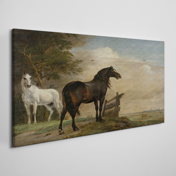 Foto auf leinwand Eine friedliche Landschaft mit Pferden