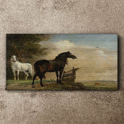 Foto auf leinwand Eine friedliche Landschaft mit Pferden