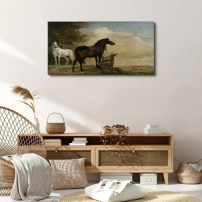Foto auf leinwand Eine friedliche Landschaft mit Pferden