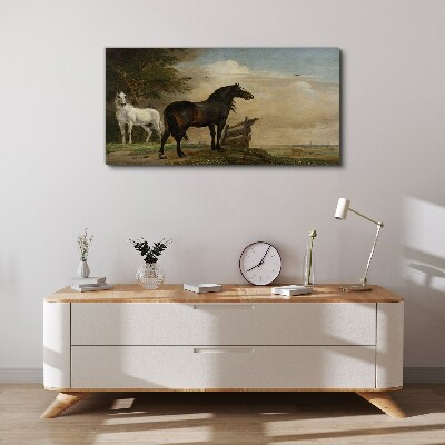 Foto auf leinwand Eine friedliche Landschaft mit Pferden
