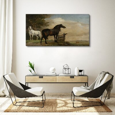 Foto auf leinwand Eine friedliche Landschaft mit Pferden