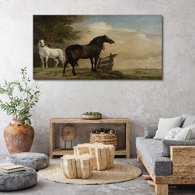 Foto auf leinwand Eine friedliche Landschaft mit Pferden