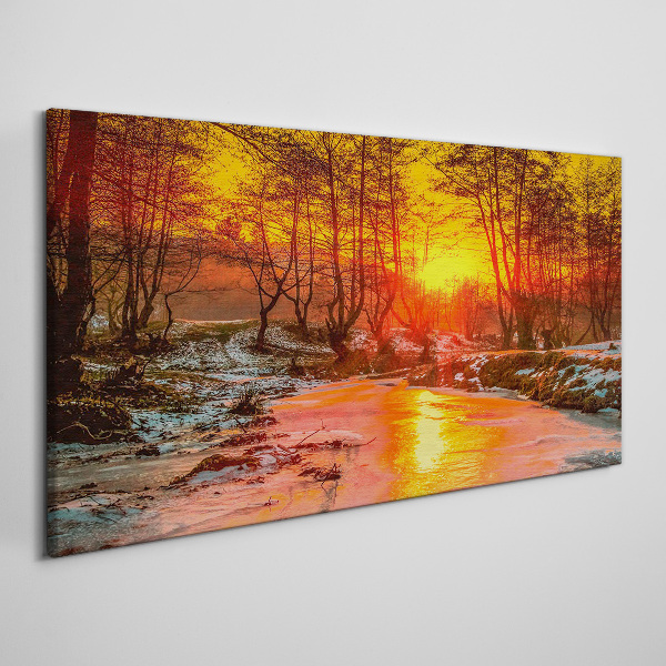 Foto auf leinwand Goldene Stunde auf dem Fluss