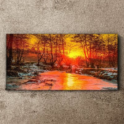 Foto auf leinwand Goldene Stunde auf dem Fluss