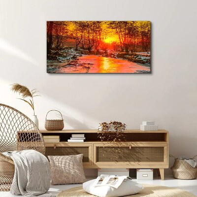 Foto auf leinwand Goldene Stunde auf dem Fluss