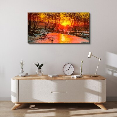 Foto auf leinwand Goldene Stunde auf dem Fluss