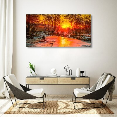 Foto auf leinwand Goldene Stunde auf dem Fluss