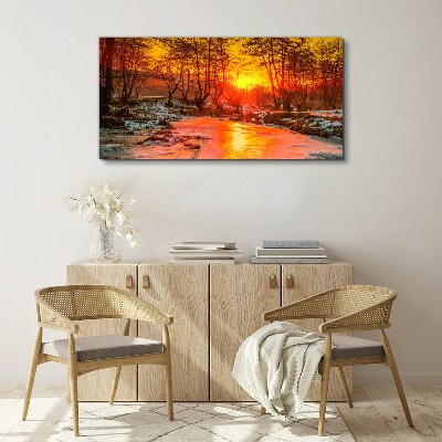 Foto auf leinwand Goldene Stunde auf dem Fluss