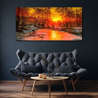 Foto auf leinwand Goldene Stunde auf dem Fluss