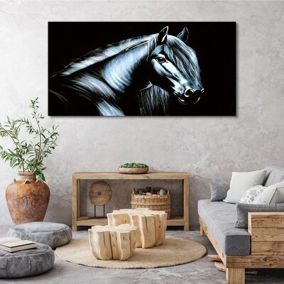 Foto auf leinwand Ein dunkles Pferd im Schein des Lichts
