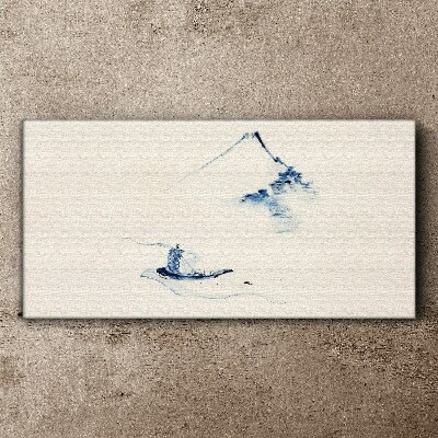Foto auf leinwand Friedliche Berglandschaft mit einem Boot