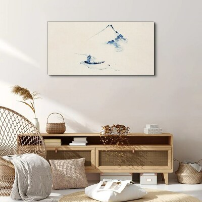 Foto auf leinwand Friedliche Berglandschaft mit einem Boot