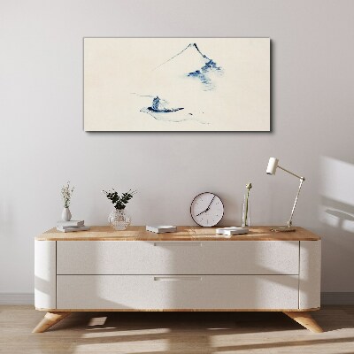 Foto auf leinwand Friedliche Berglandschaft mit einem Boot