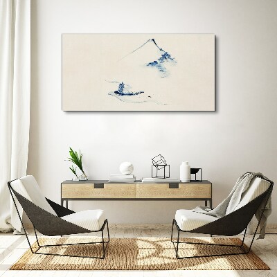 Foto auf leinwand Friedliche Berglandschaft mit einem Boot