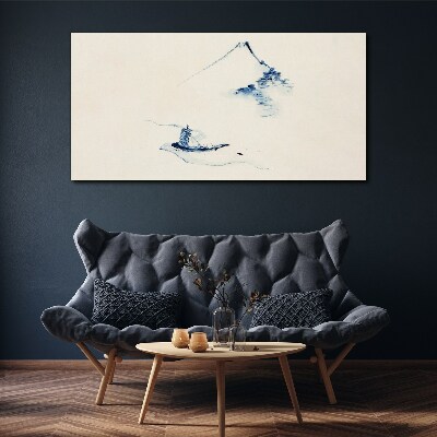 Foto auf leinwand Friedliche Berglandschaft mit einem Boot