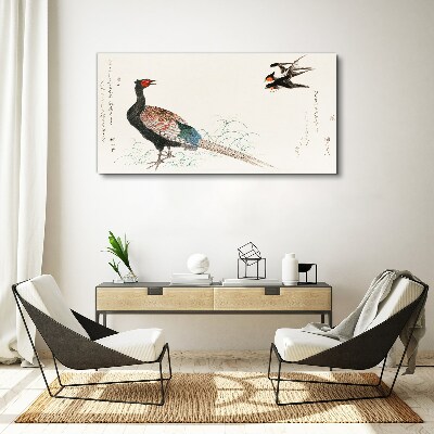 Foto auf leinwand Pfauentanz in Frühlingslandschaft