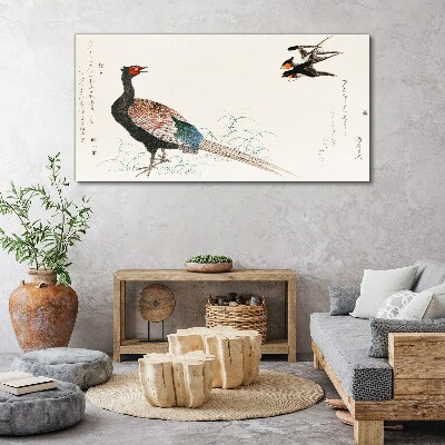 Foto auf leinwand Pfauentanz in Frühlingslandschaft