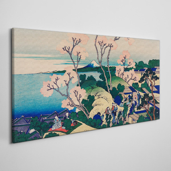 Wandbild Frühlingslandschaft mit Berg Fuji
