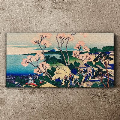 Wandbild Frühlingslandschaft mit Berg Fuji