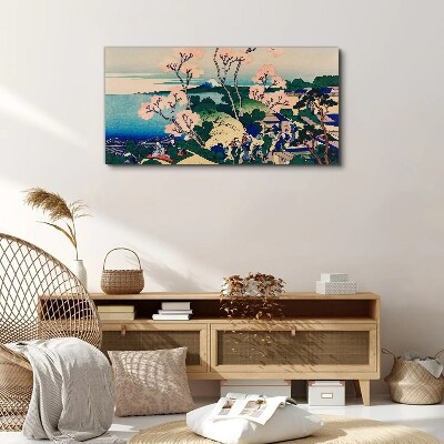 Wandbild Frühlingslandschaft mit Berg Fuji