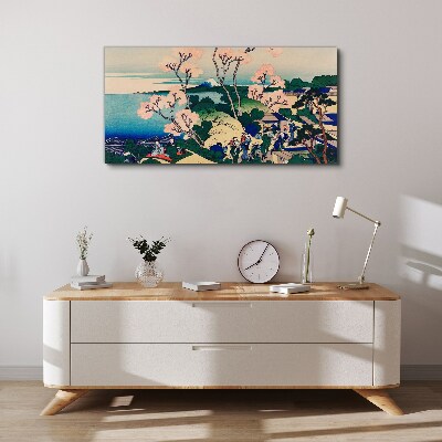 Wandbild Frühlingslandschaft mit Berg Fuji
