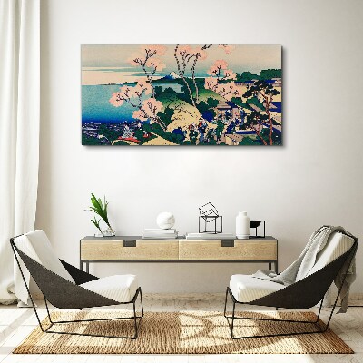 Wandbild Frühlingslandschaft mit Berg Fuji